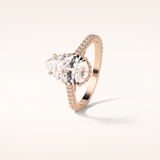 2.8 CT Pear Shaped Hidden Halo & Pave Moissanite Engagement Ring