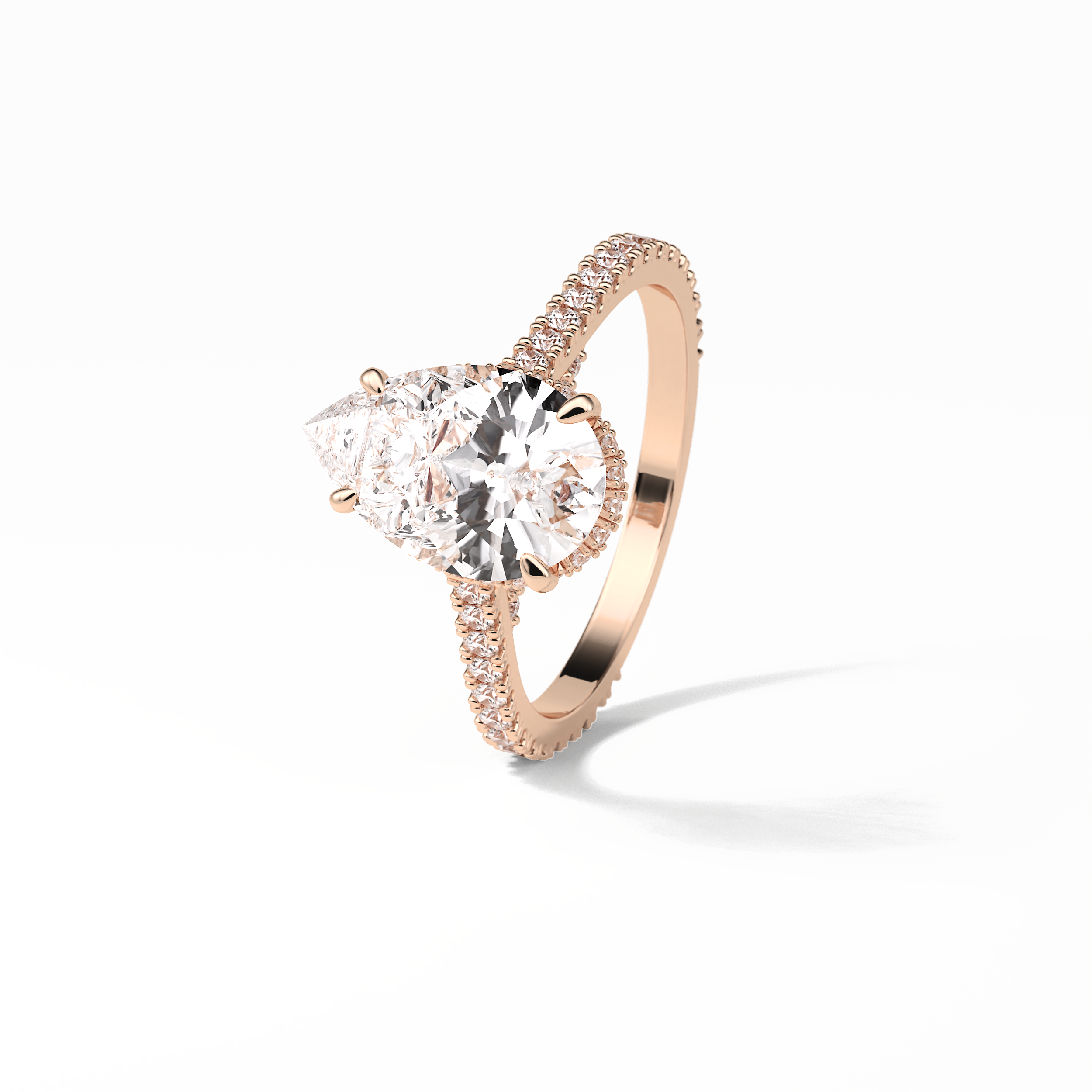 Pear Pave & Hidden Halo Lab Grown Diamond Engagement Ring