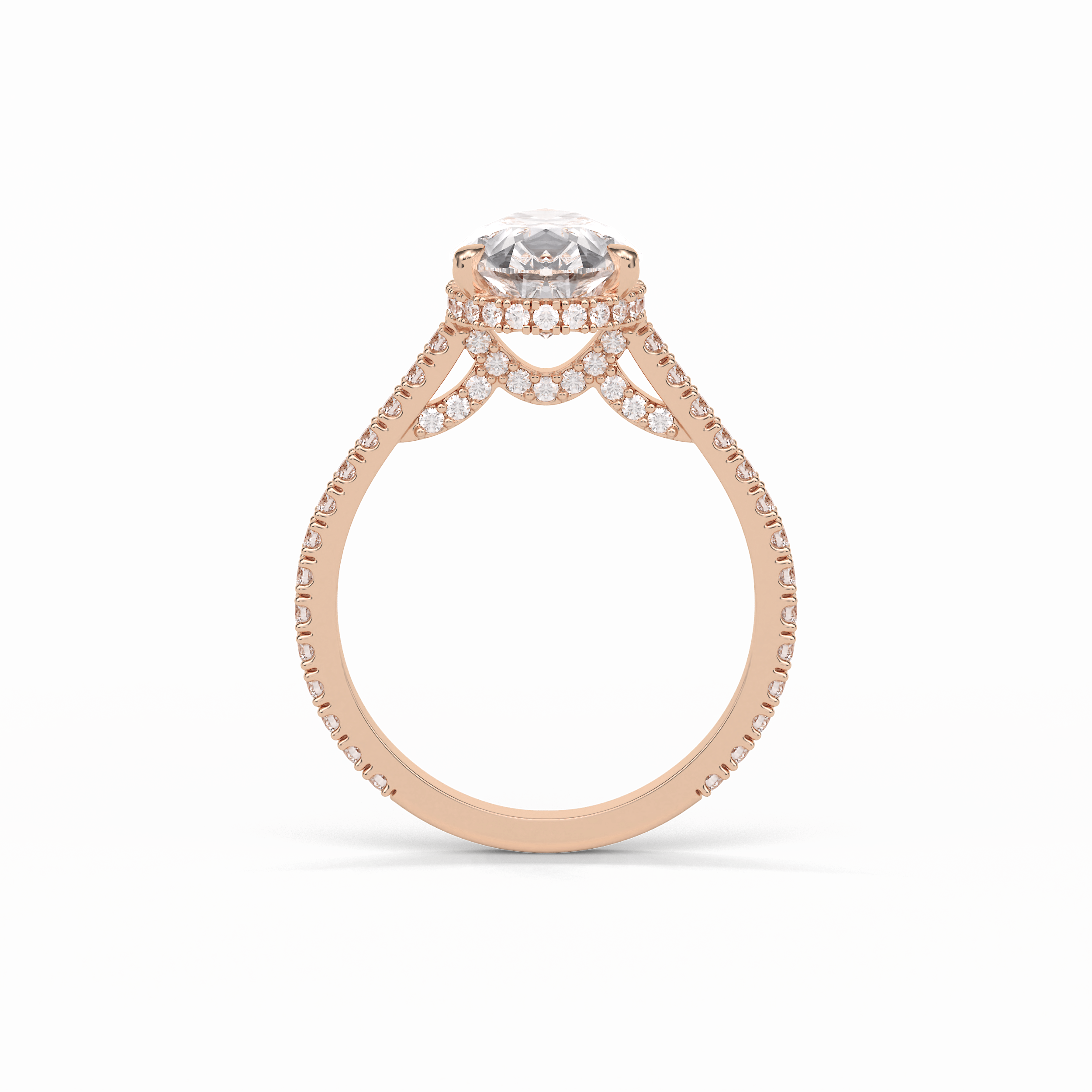 Pear Pave & Hidden Halo Lab Grown Diamond Engagement Ring