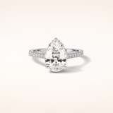 2.8 CT Pear Shaped Hidden Halo & Pave Moissanite Engagement Ring