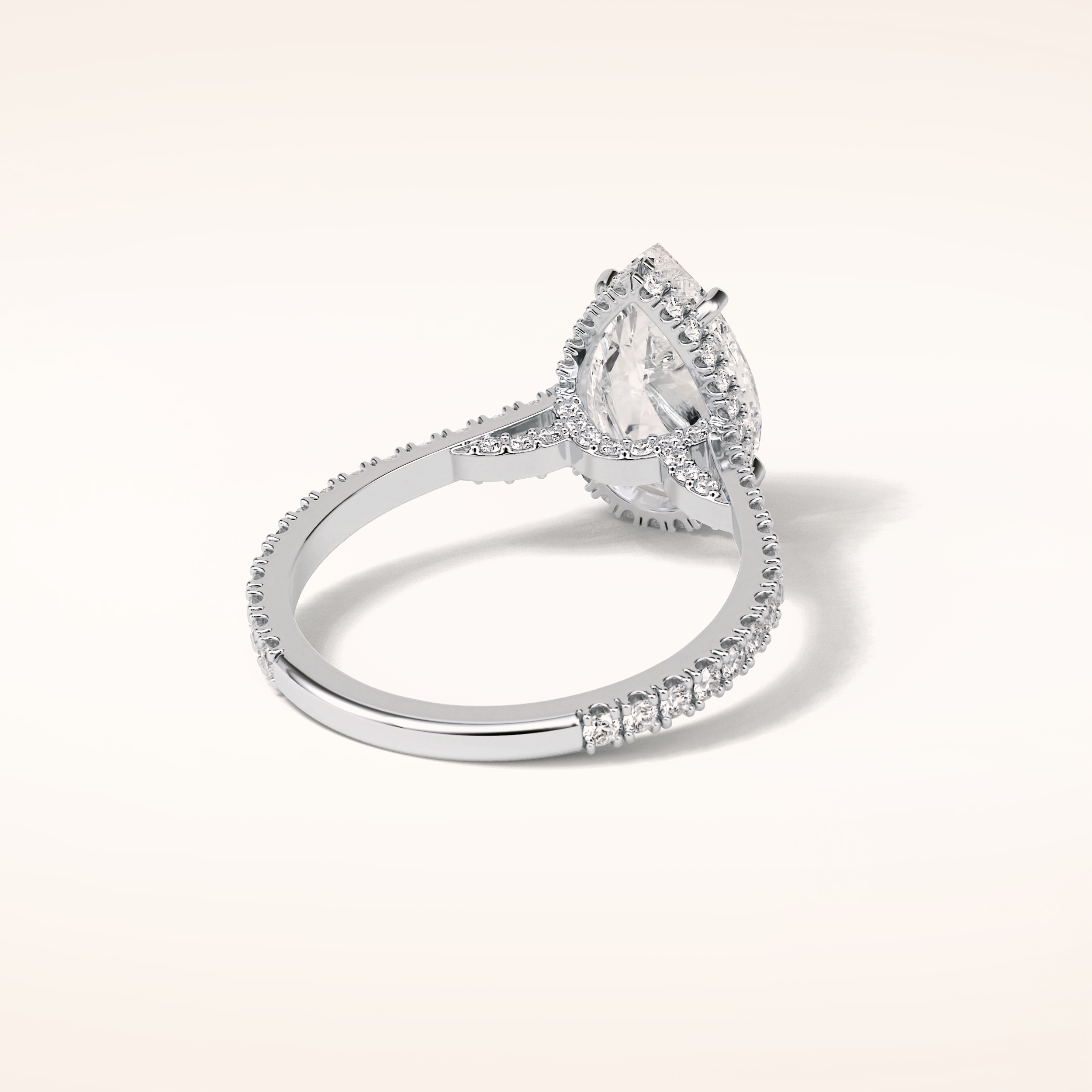 2.8 CT Pear Shaped Hidden Halo & Pave Moissanite Engagement Ring