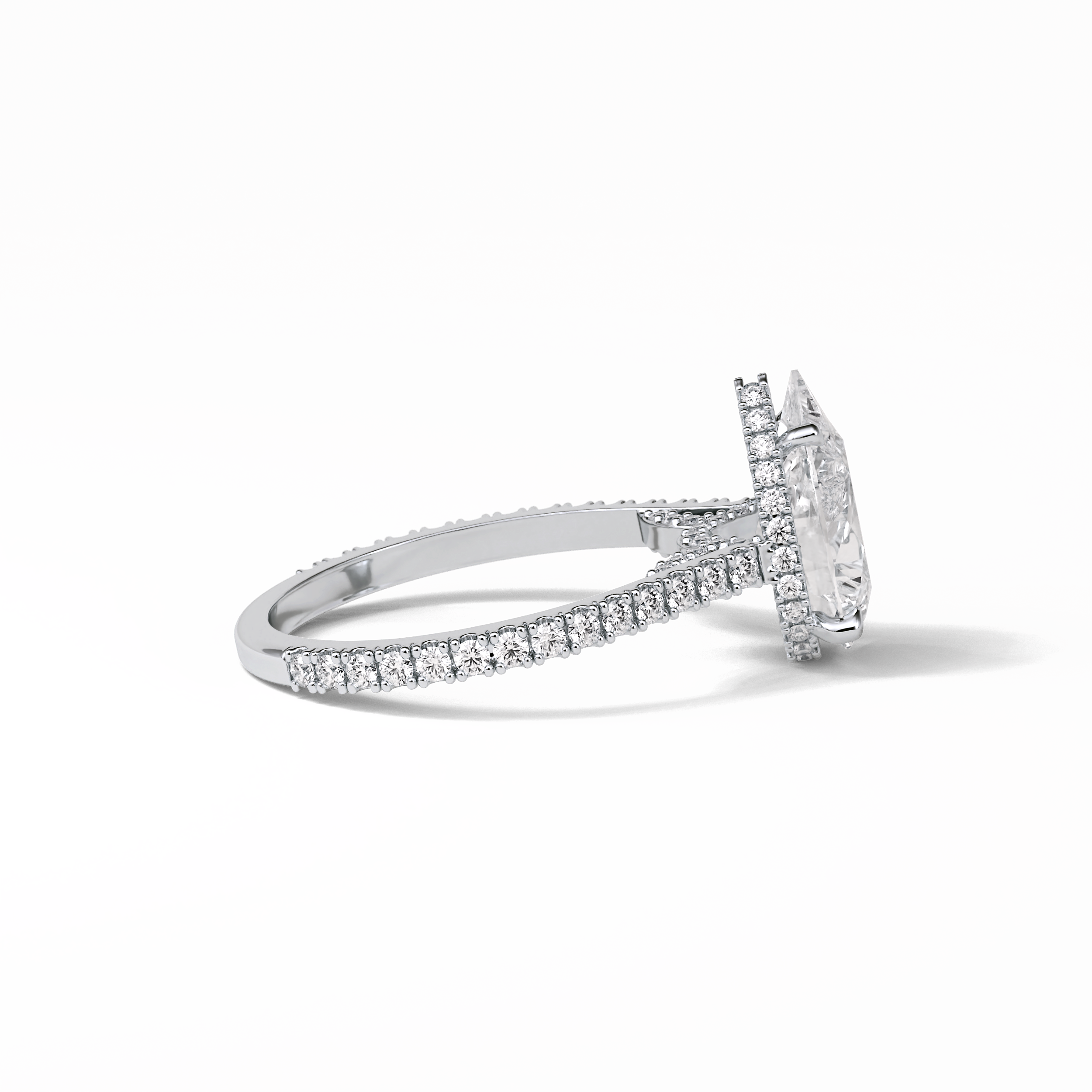 Pear Pave & Hidden Halo Lab Grown Diamond Engagement Ring
