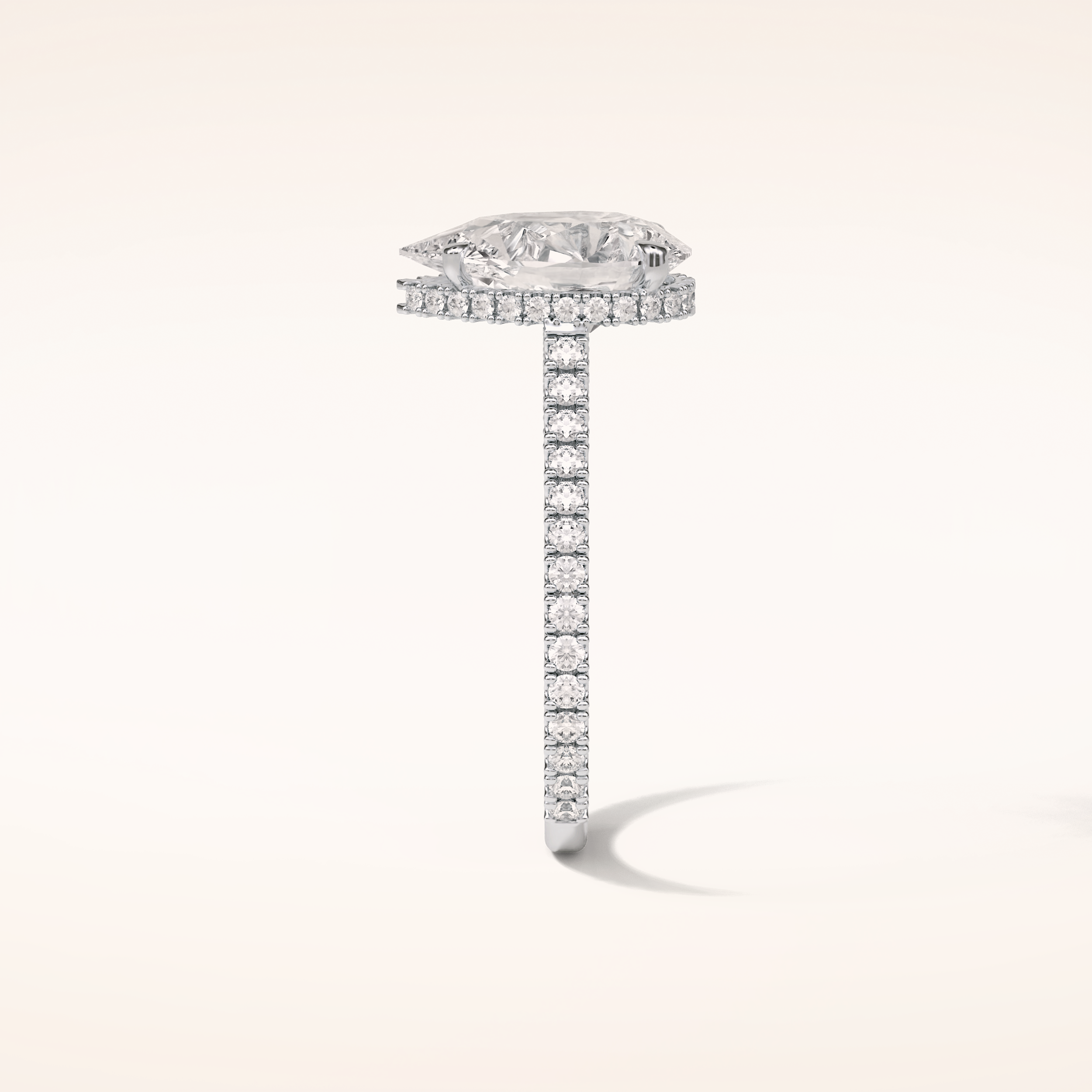 2.8 CT Pear Shaped Hidden Halo & Pave Moissanite Engagement Ring