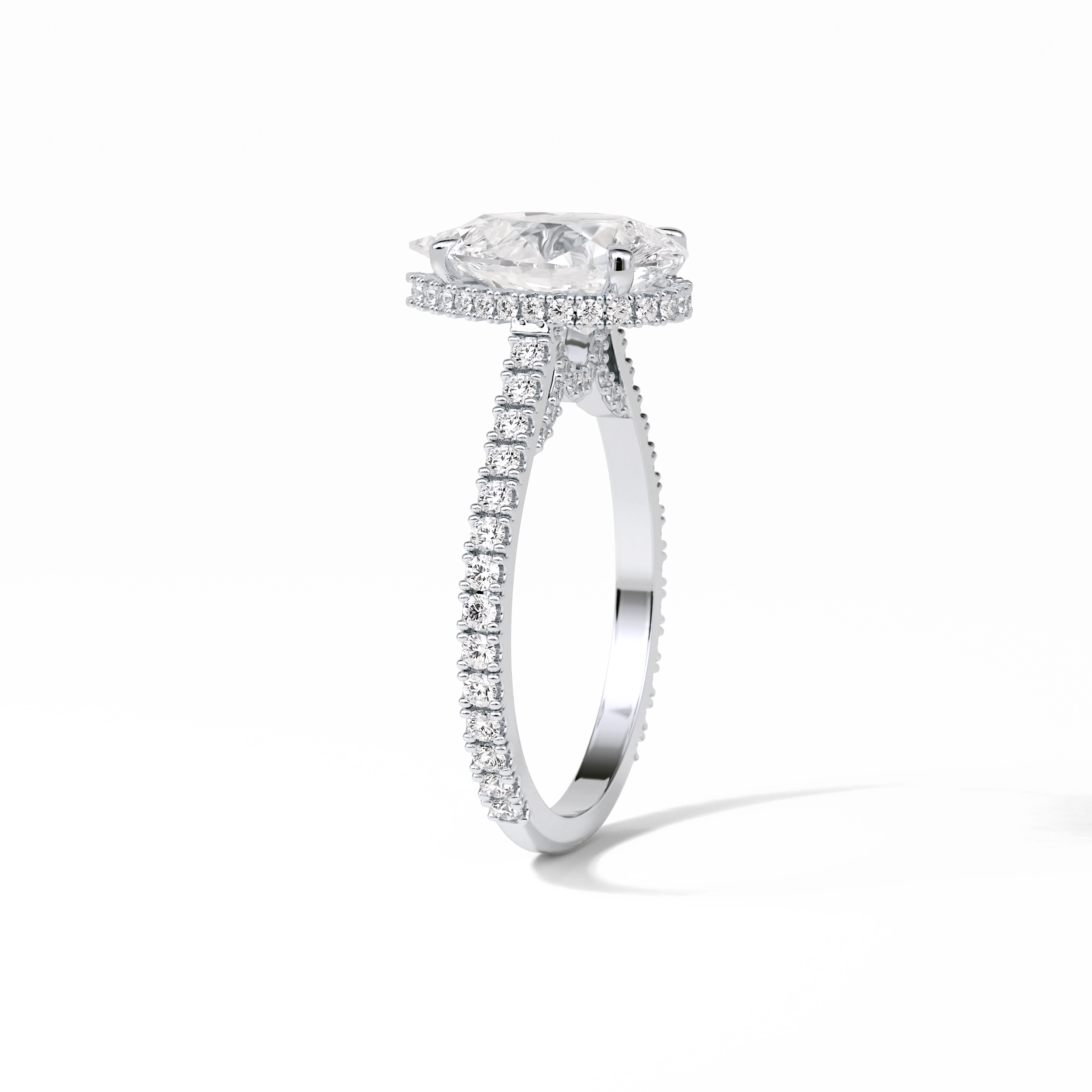 Pear Pave & Hidden Halo Lab Grown Diamond Engagement Ring