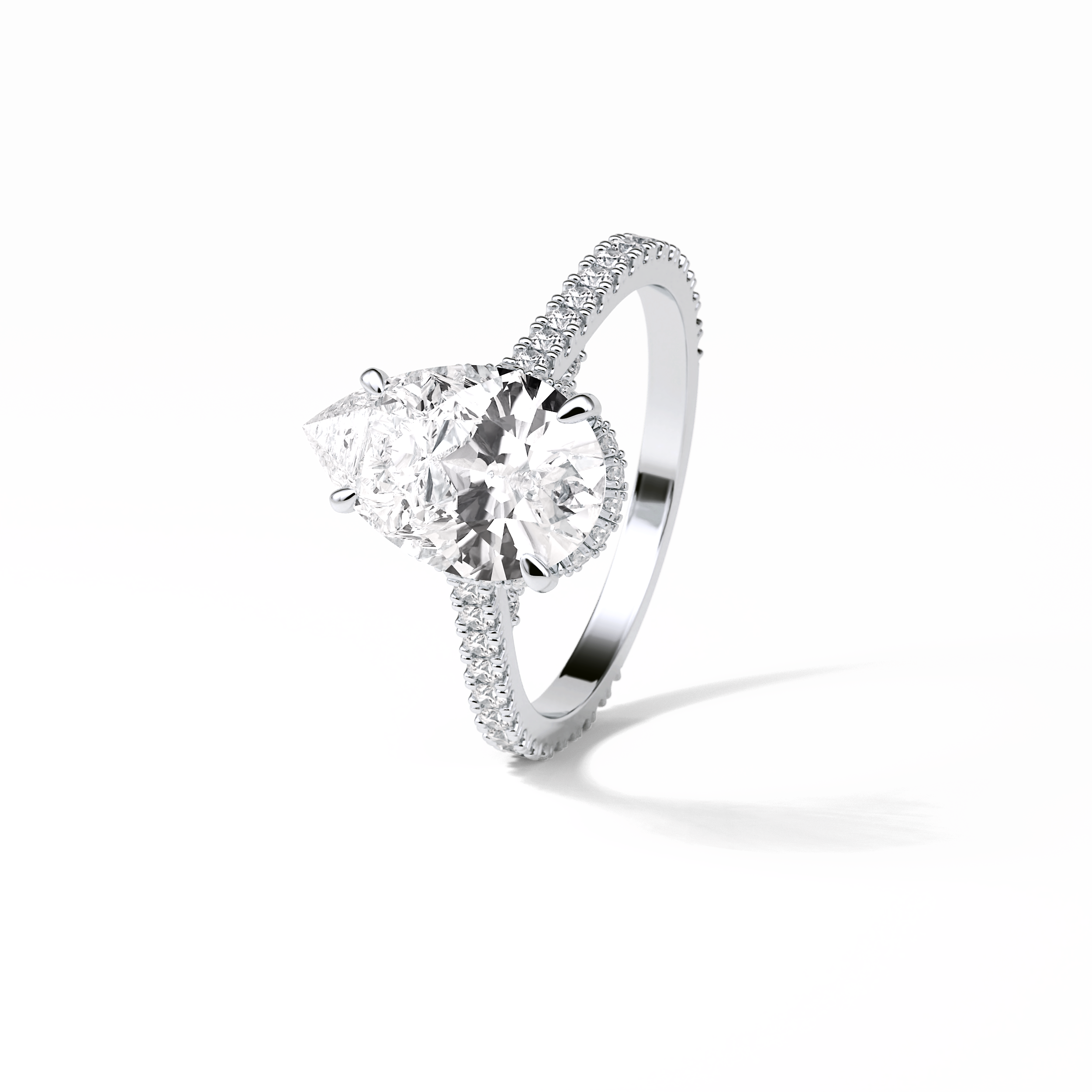 Pear Pave & Hidden Halo Lab Grown Diamond Engagement Ring