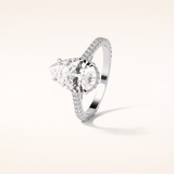 2.8 CT Pear Shaped Hidden Halo & Pave Moissanite Engagement Ring