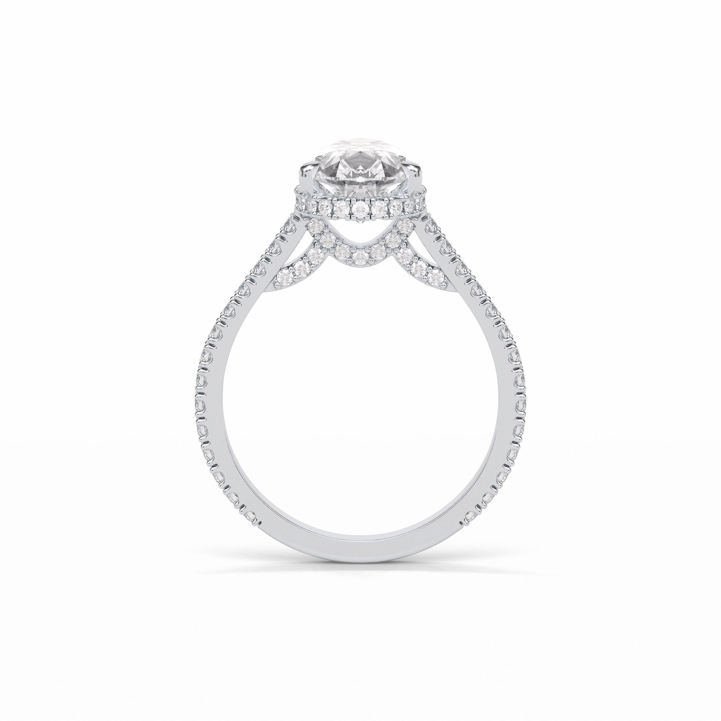 Pear Pave & Hidden Halo Lab Grown Diamond Engagement Ring