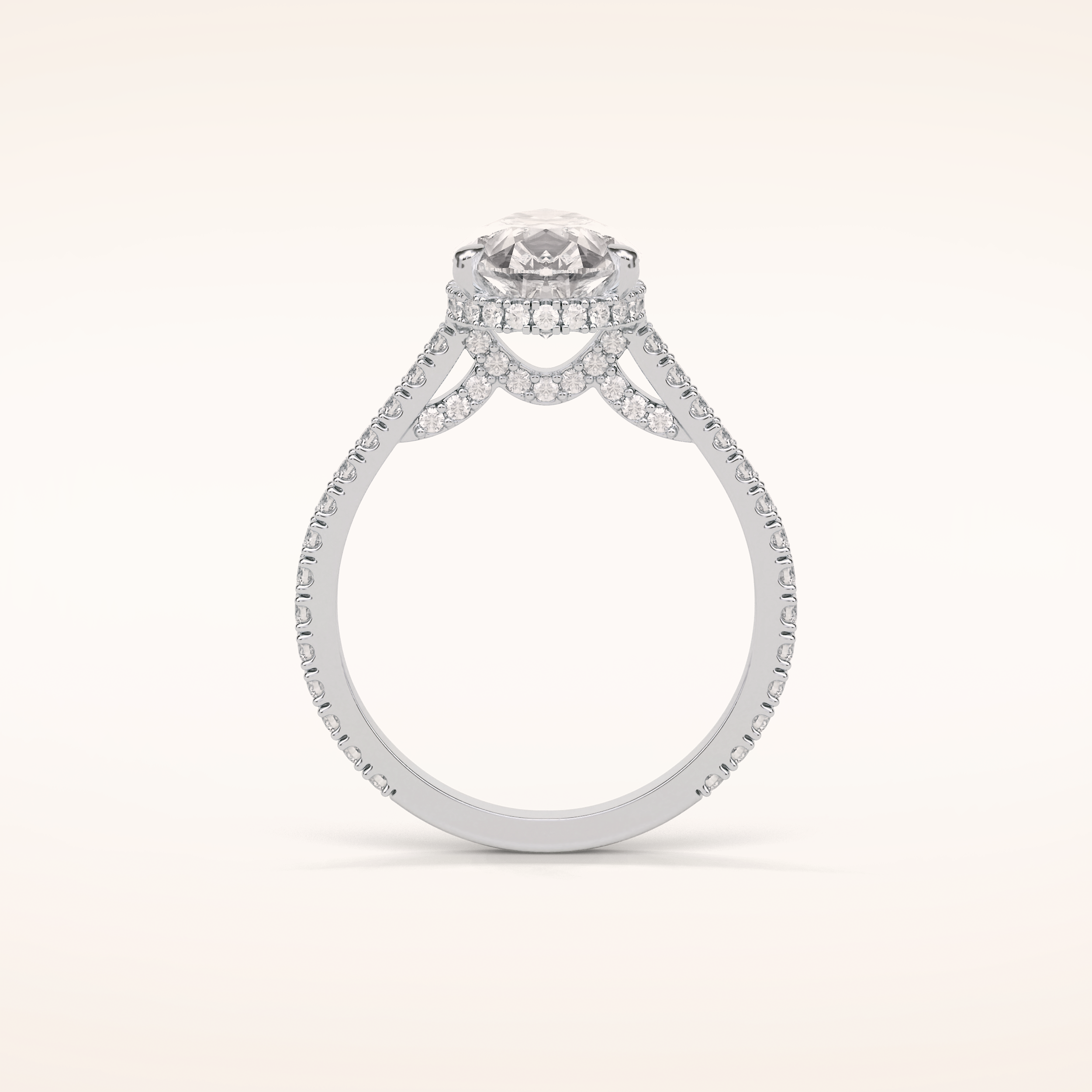 2.8 CT Pear Shaped Hidden Halo & Pave Moissanite Engagement Ring