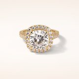 4 CT Cushion Shaped Halo & Pave Moissanite Engagement Ring