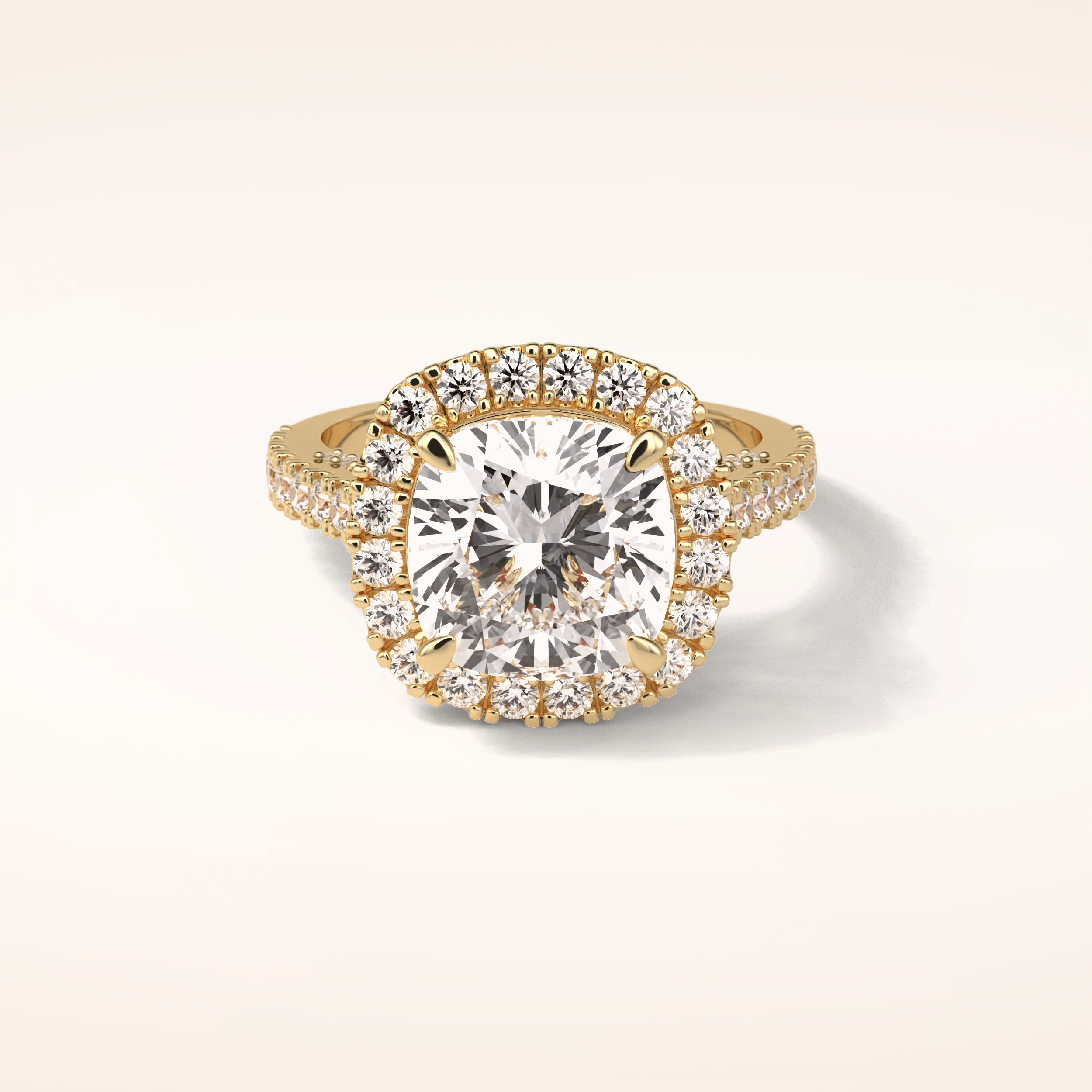 4 CT Cushion Shaped Halo & Pave Moissanite Engagement Ring