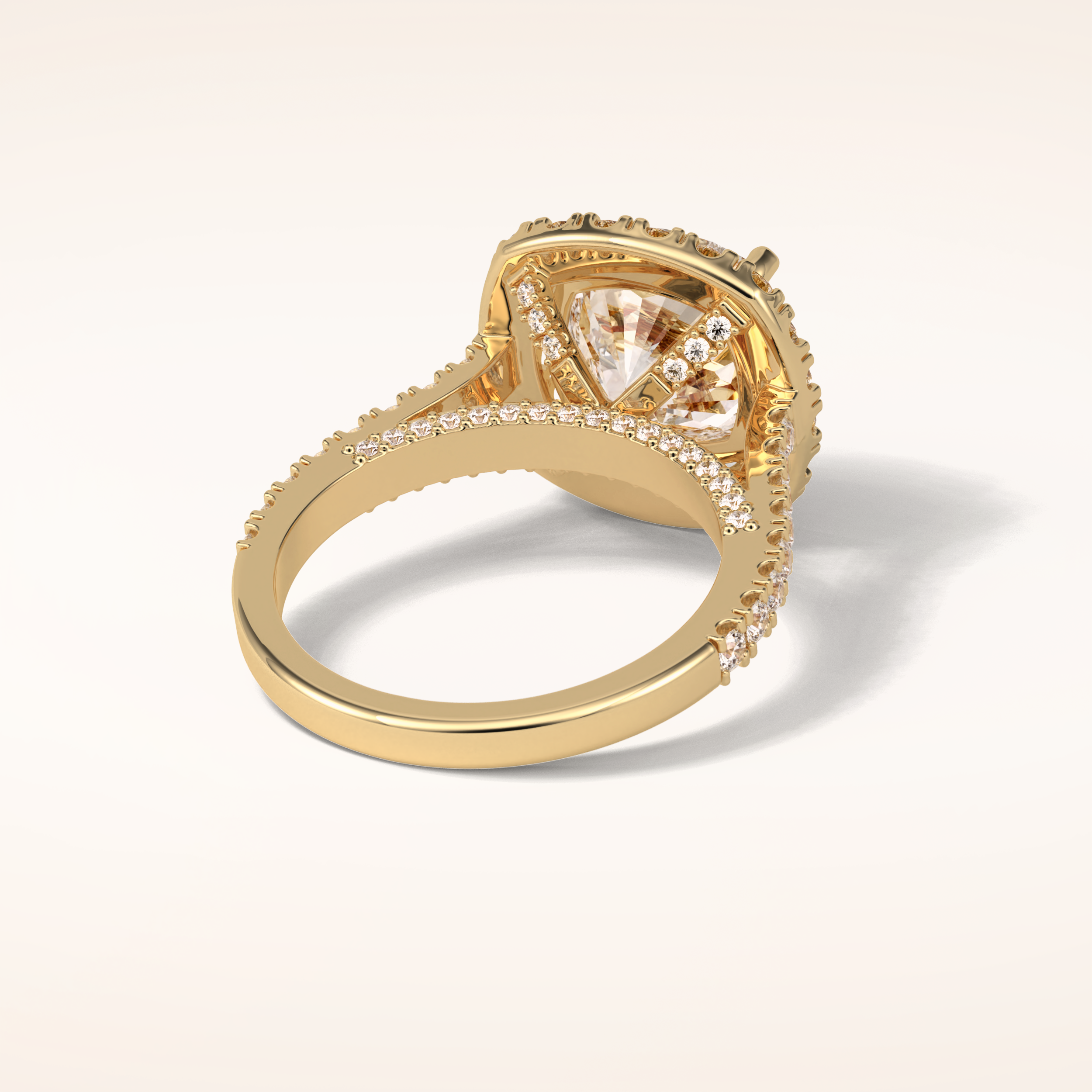 4 CT Cushion Shaped Halo & Pave Moissanite Engagement Ring