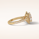 4 CT Cushion Shaped Halo & Pave Moissanite Engagement Ring