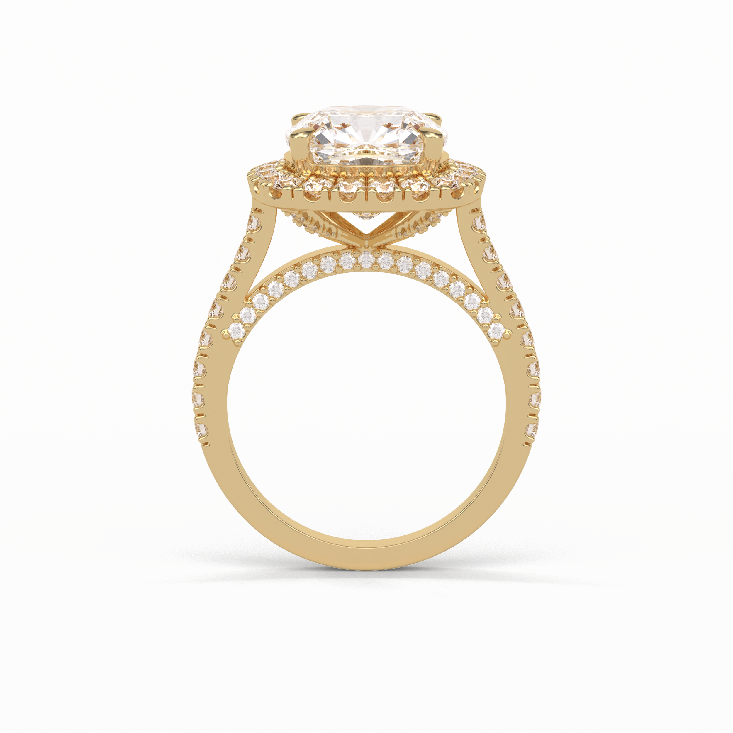 Cushion Pave & Hidden Halo Lab Grown Diamond Engagement Ring