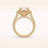 4 CT Cushion Shaped Halo & Pave Moissanite Engagement Ring