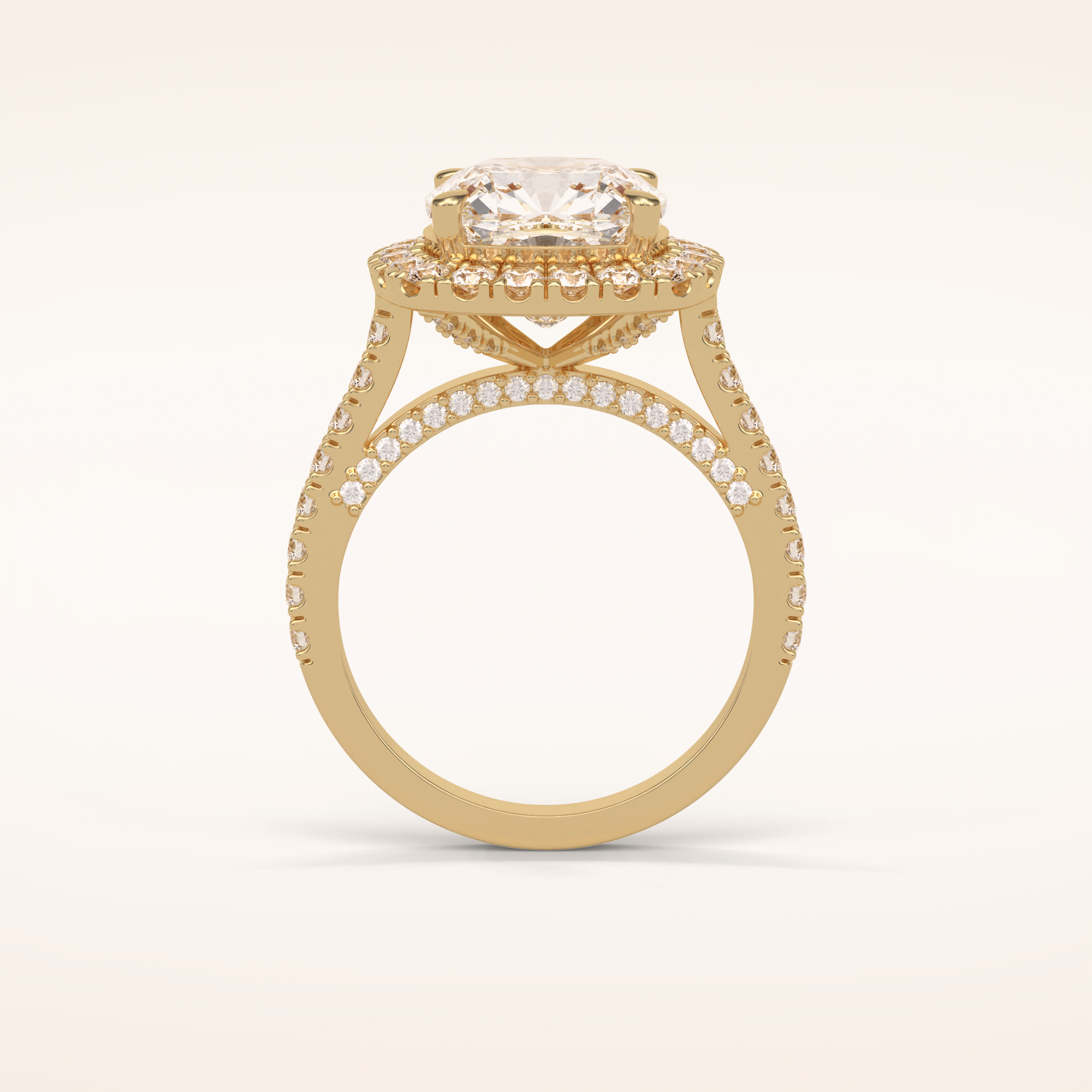 4 CT Cushion Shaped Halo & Pave Moissanite Engagement Ring