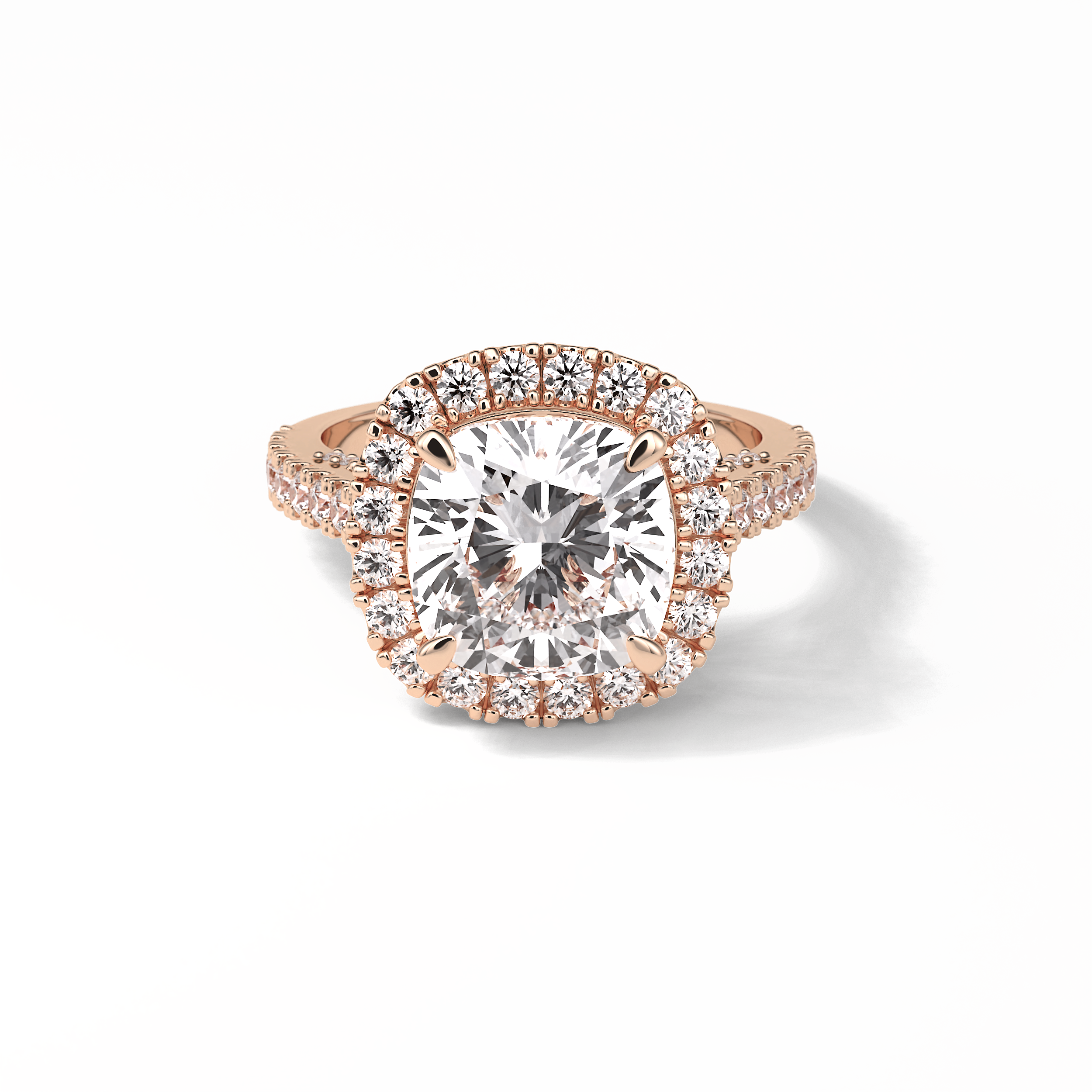 Cushion Pave & Hidden Halo Lab Grown Diamond Engagement Ring