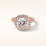 4 CT Cushion Shaped Halo & Pave Moissanite Engagement Ring