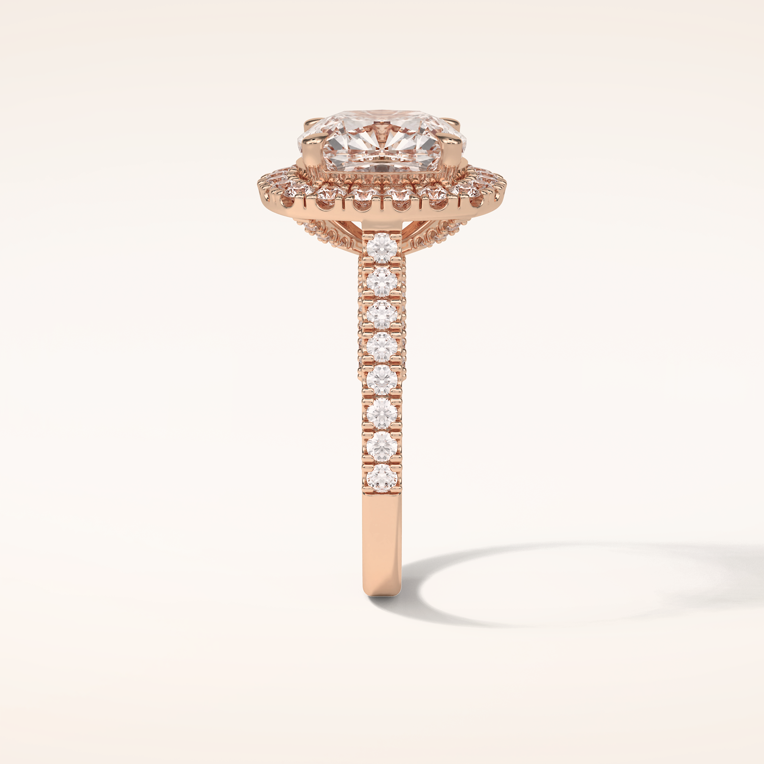 4 CT Cushion Shaped Halo & Pave Moissanite Engagement Ring