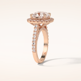 4 CT Cushion Shaped Halo & Pave Moissanite Engagement Ring