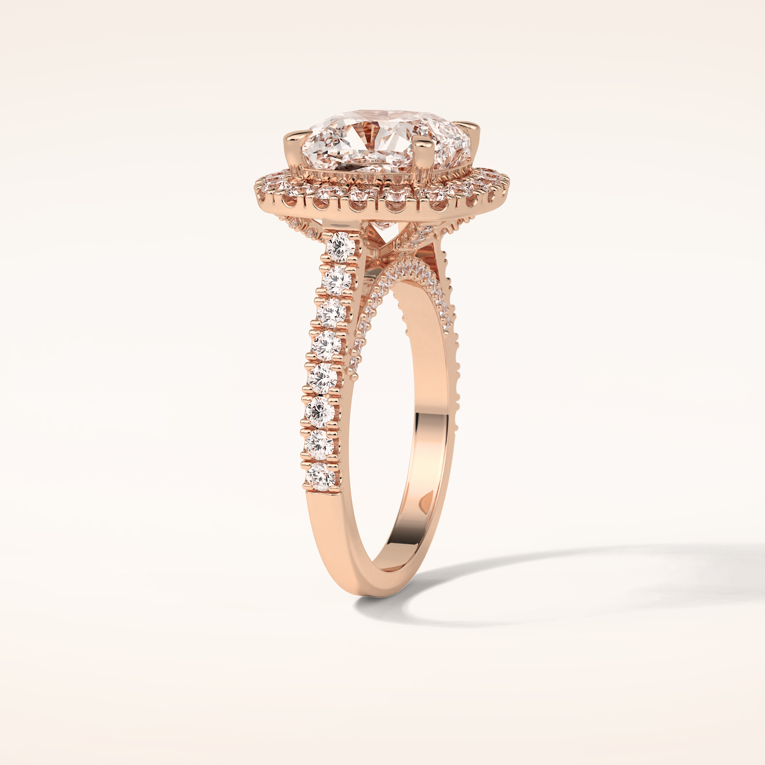 4 CT Cushion Shaped Halo & Pave Moissanite Engagement Ring