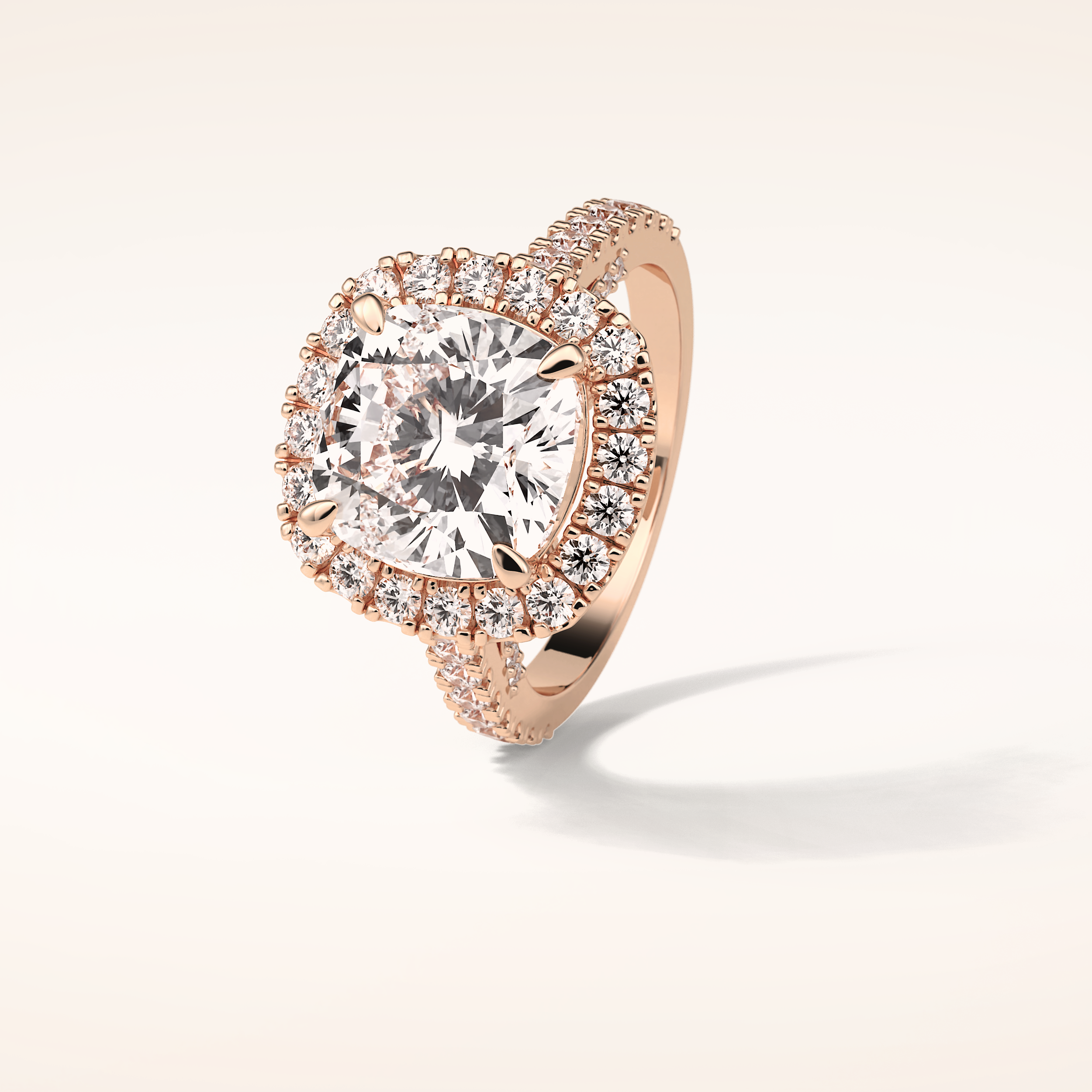 4 CT Cushion Shaped Halo & Pave Moissanite Engagement Ring