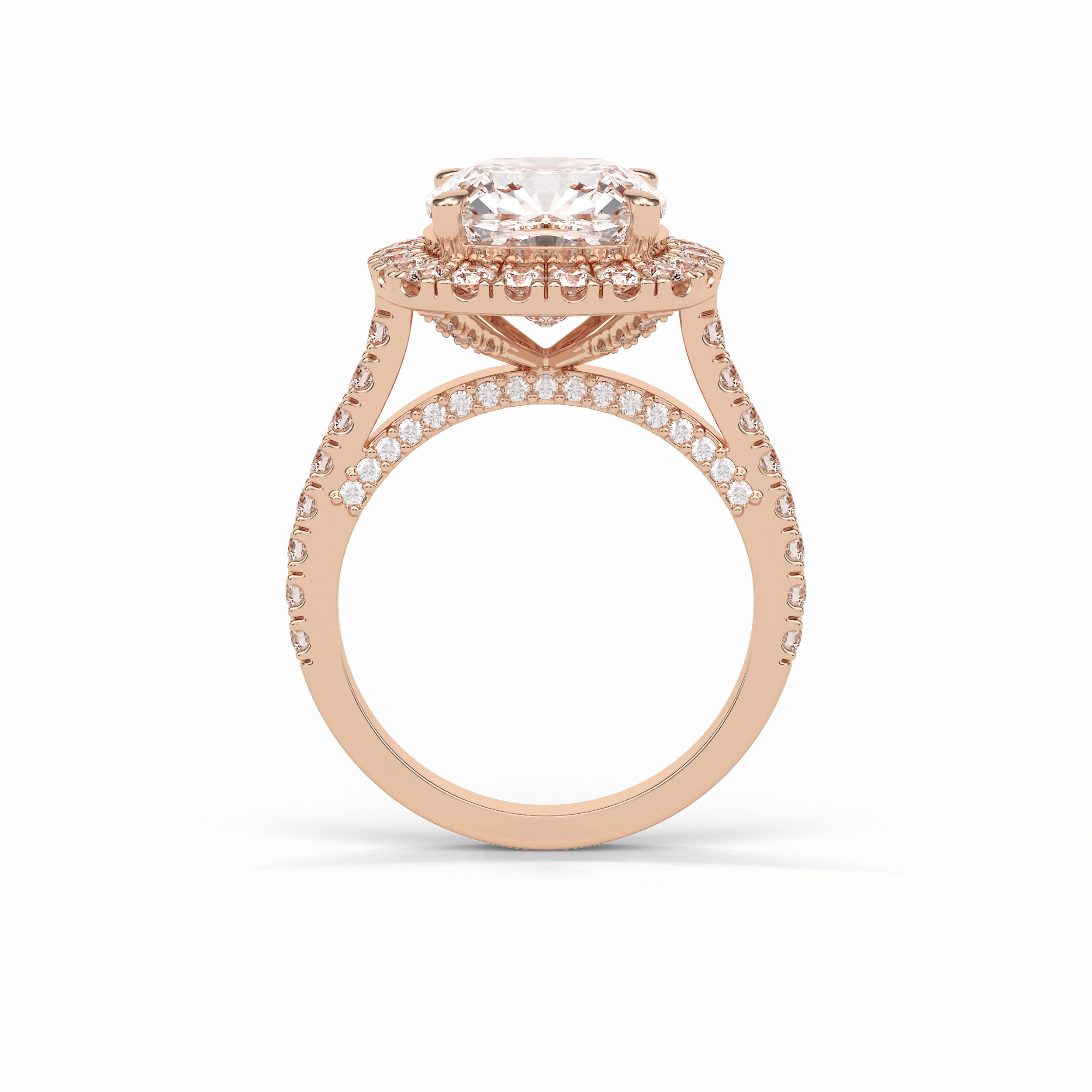 Cushion Pave & Hidden Halo Lab Grown Diamond Engagement Ring