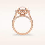 4 CT Cushion Shaped Halo & Pave Moissanite Engagement Ring