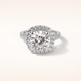 4 CT Cushion Shaped Halo & Pave Moissanite Engagement Ring