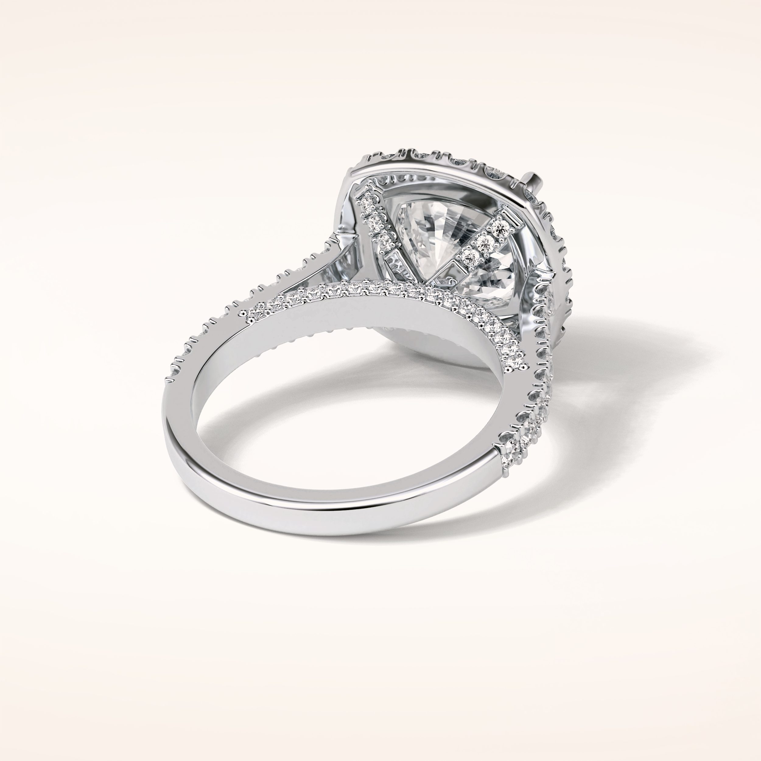 4 CT Cushion Shaped Halo & Pave Moissanite Engagement Ring