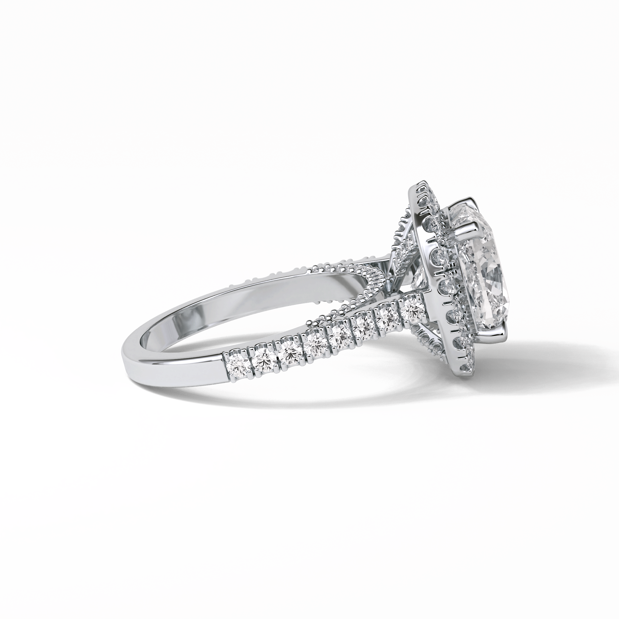 Cushion Pave & Hidden Halo Lab Grown Diamond Engagement Ring