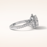 4 CT Cushion Shaped Halo & Pave Moissanite Engagement Ring