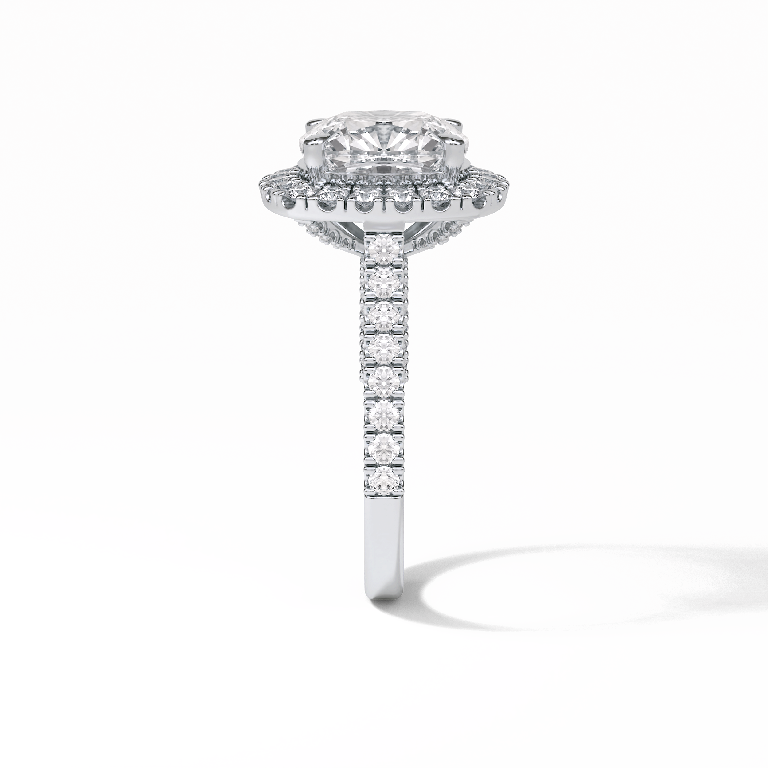 Cushion Pave & Hidden Halo Lab Grown Diamond Engagement Ring