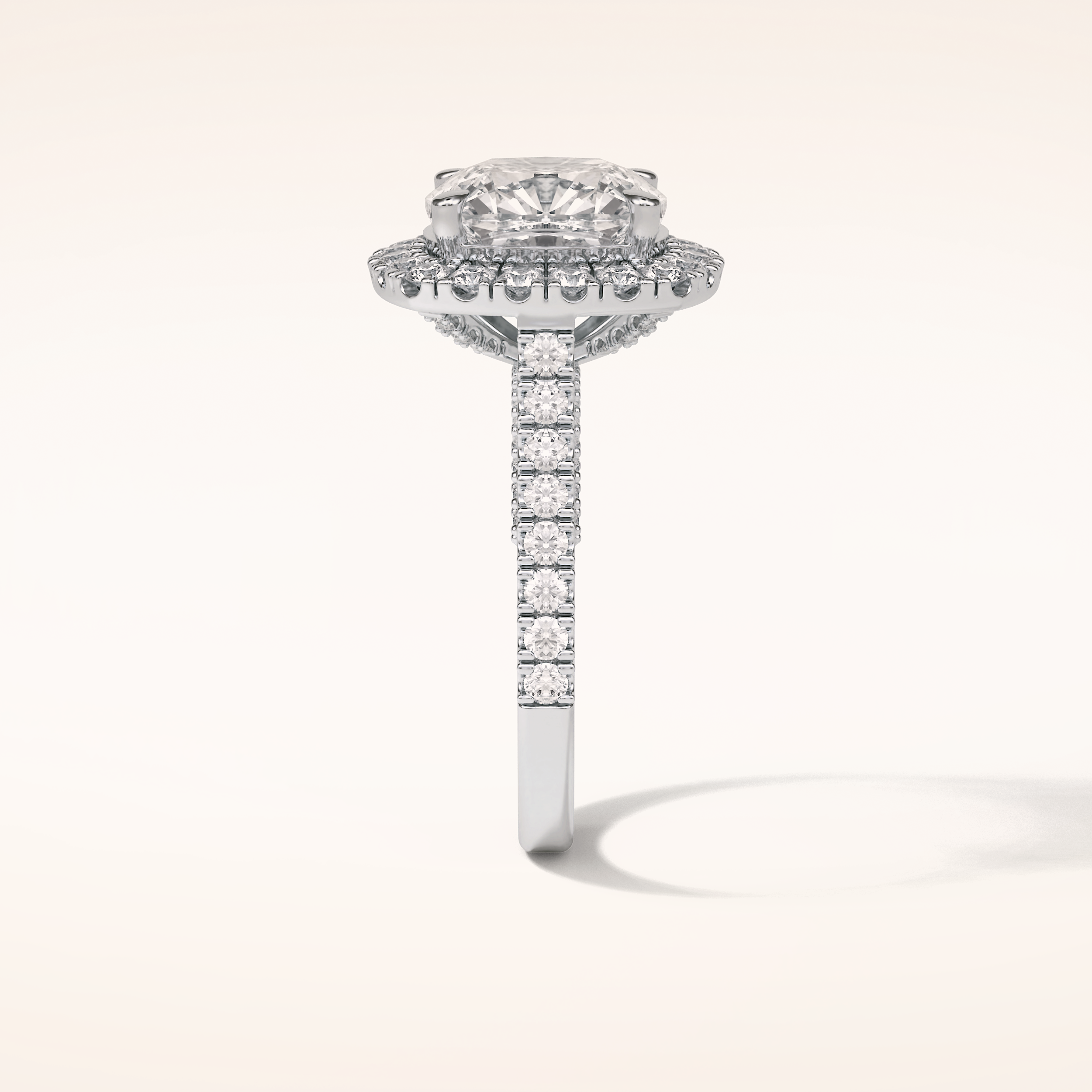 4 CT Cushion Shaped Halo & Pave Moissanite Engagement Ring