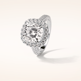 4 CT Cushion Shaped Halo & Pave Moissanite Engagement Ring