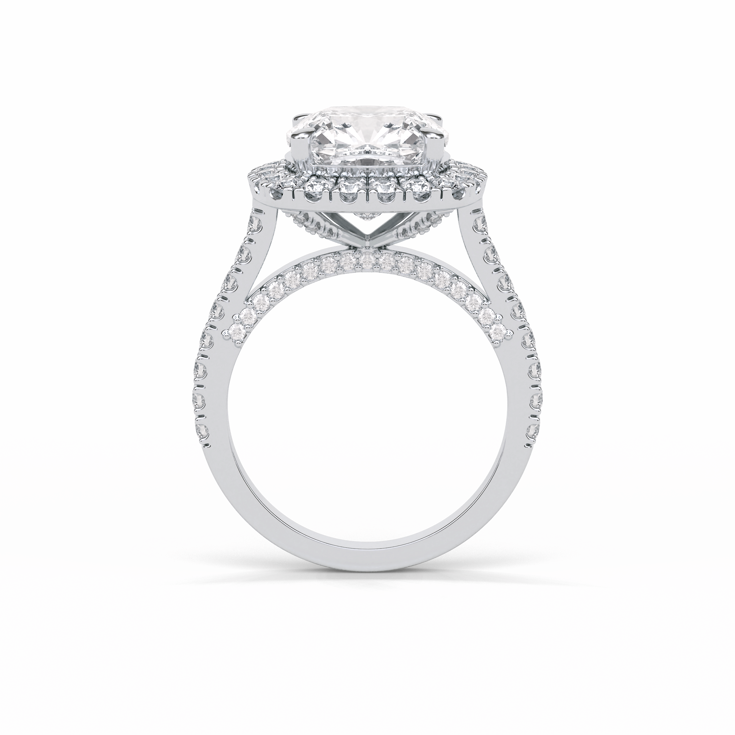 Cushion Pave & Hidden Halo Lab Grown Diamond Engagement Ring
