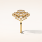 1.91 CT Oval Shaped Art Deco Halo Moissanite Engagement Ring