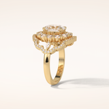 1.91 CT Oval Shaped Art Deco Halo Moissanite Engagement Ring