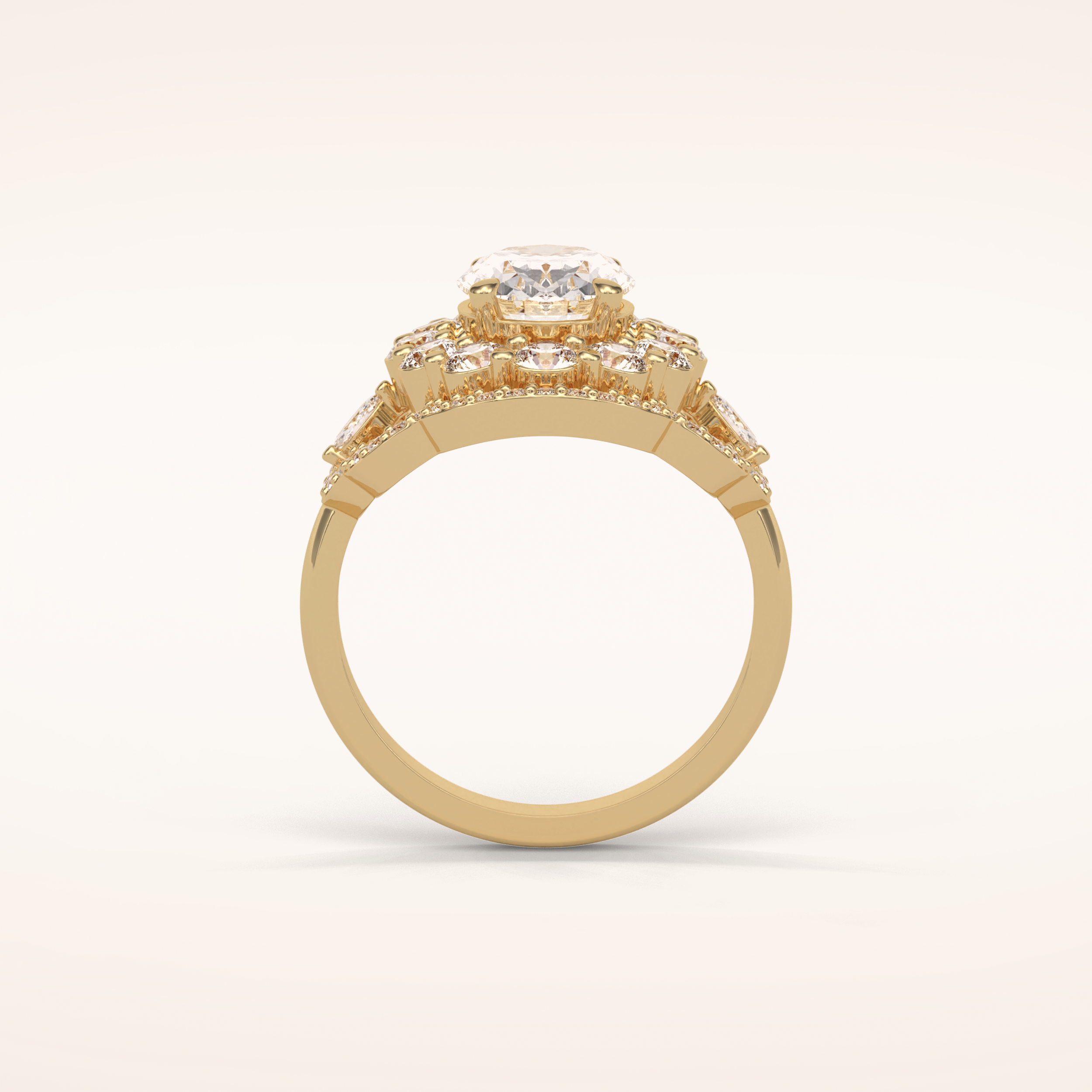 1.91 CT Oval Shaped Art Deco Halo Moissanite Engagement Ring