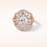 1.91 CT Oval Shaped Art Deco Halo Moissanite Engagement Ring