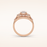 1.91 CT Oval Shaped Art Deco Halo Moissanite Engagement Ring