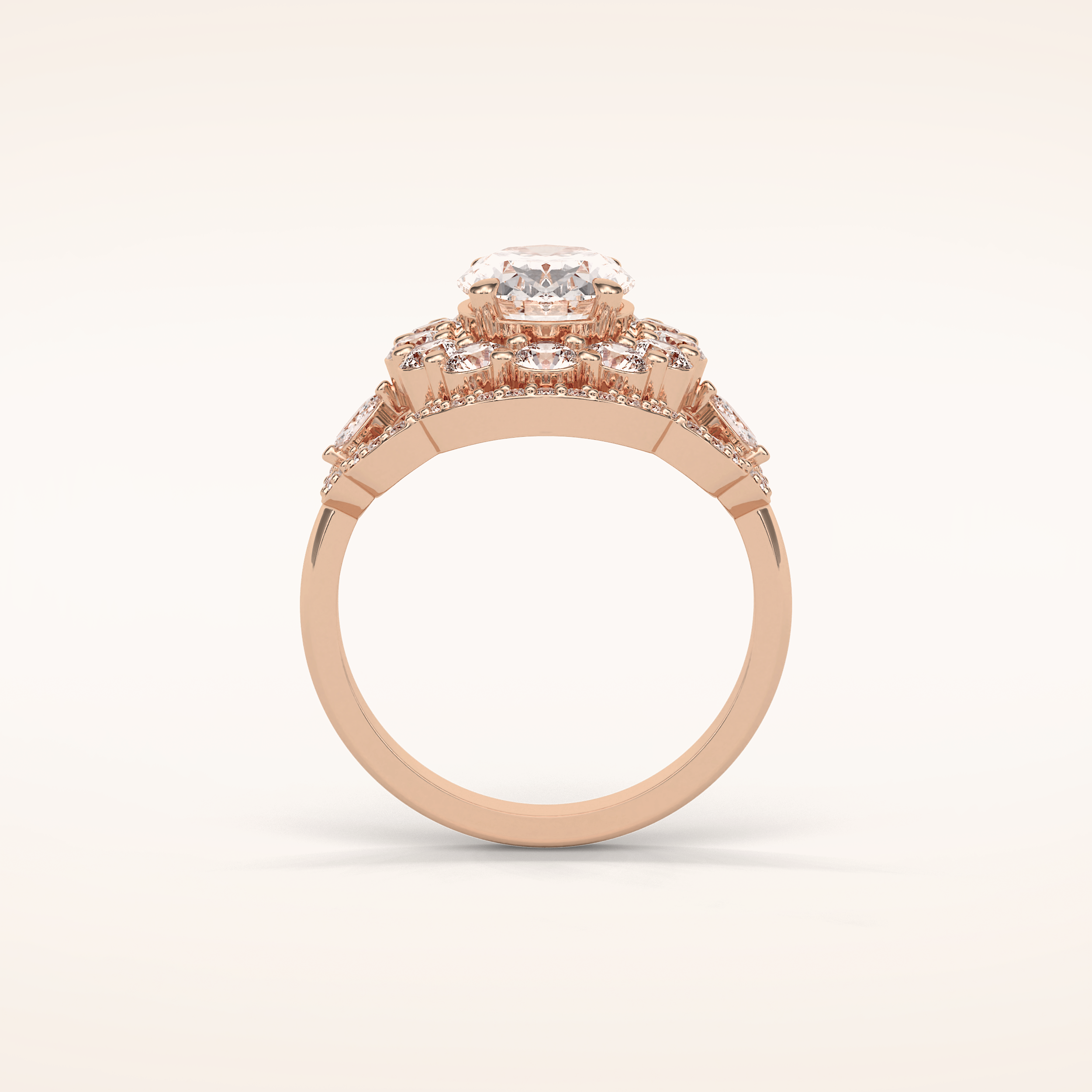 1.91 CT Oval Shaped Art Deco Halo Moissanite Engagement Ring