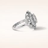 1.91 CT Oval Shaped Art Deco Halo Moissanite Engagement Ring