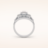 1.91 CT Oval Shaped Art Deco Halo Moissanite Engagement Ring