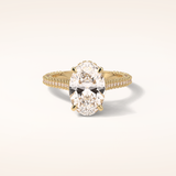 4 CT Oval Shaped Double Hidden Halo & Pave Moissanite Engagement Ring