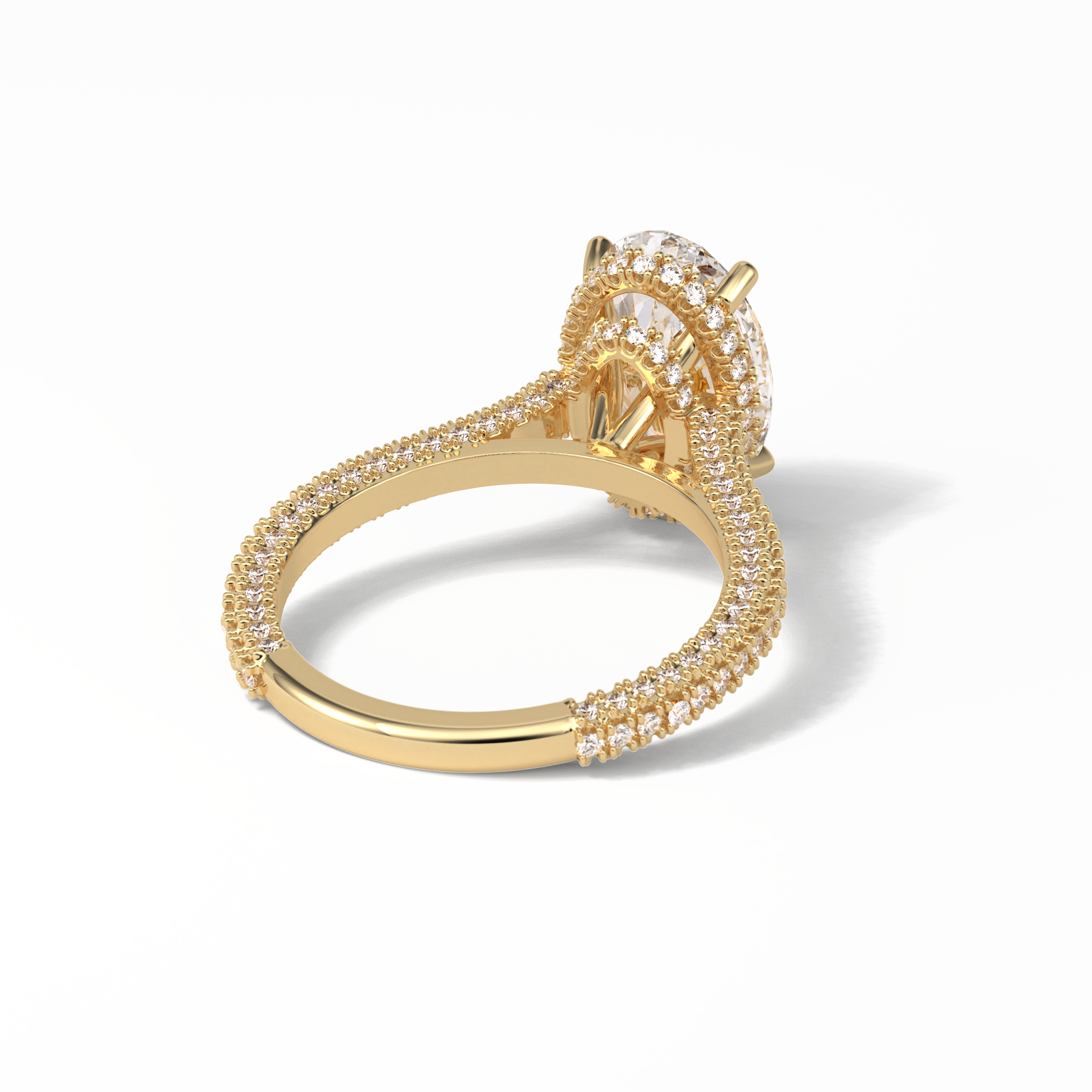 Oval Pave & Hidden Halo Lab Grown Diamond Engagement Ring