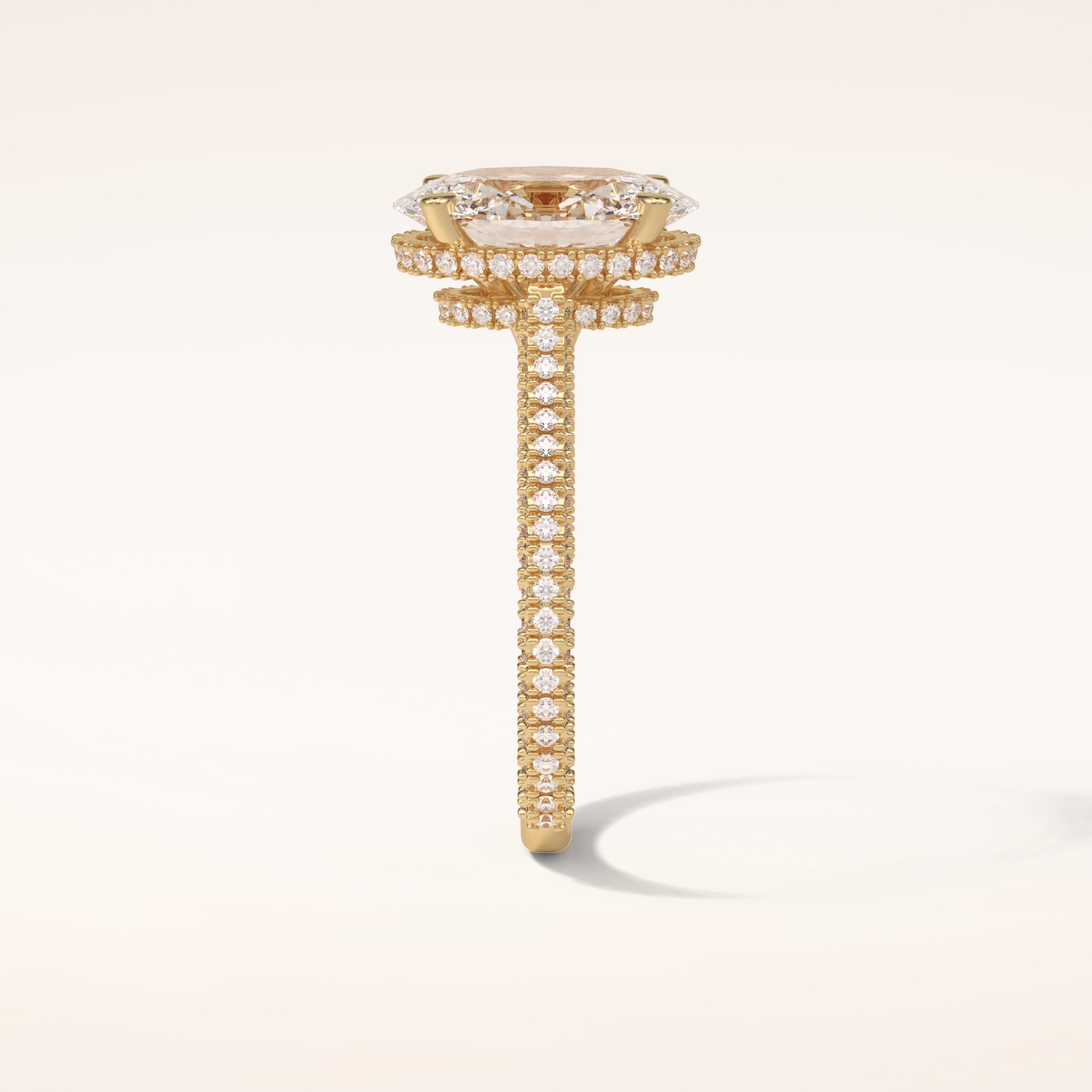 4 CT Oval Shaped Double Hidden Halo & Pave Moissanite Engagement Ring