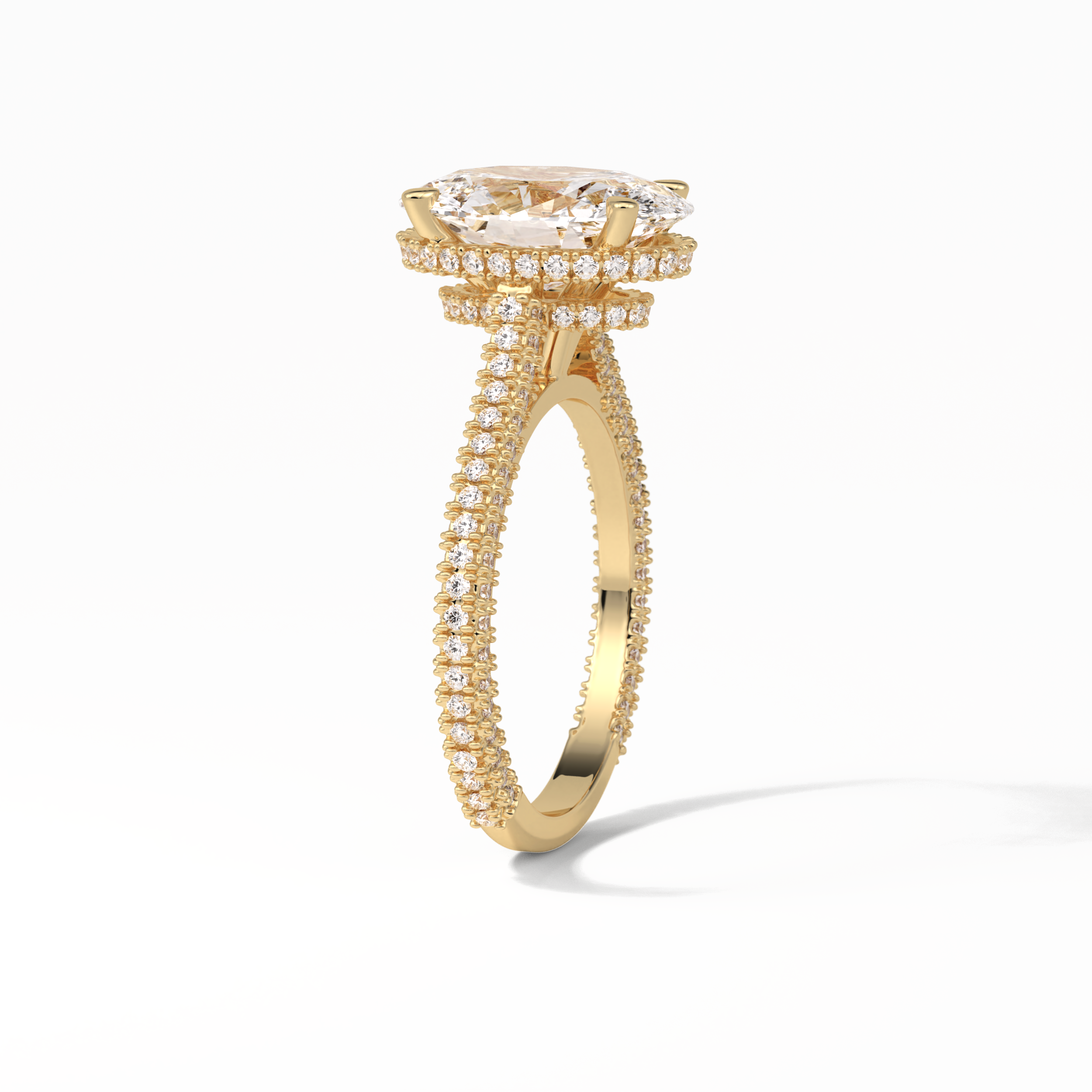 Oval Pave & Hidden Halo Lab Grown Diamond Engagement Ring
