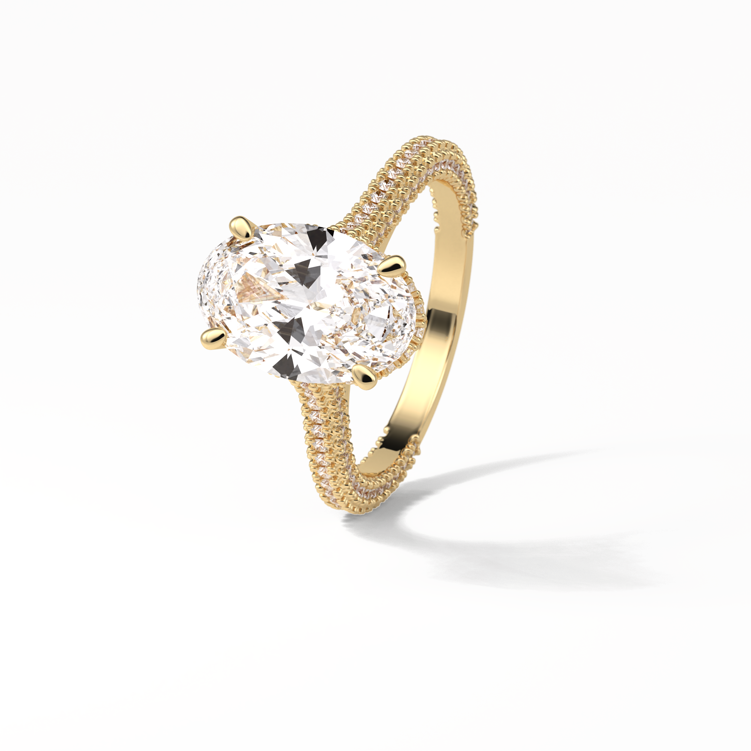 Oval Pave & Hidden Halo Lab Grown Diamond Engagement Ring