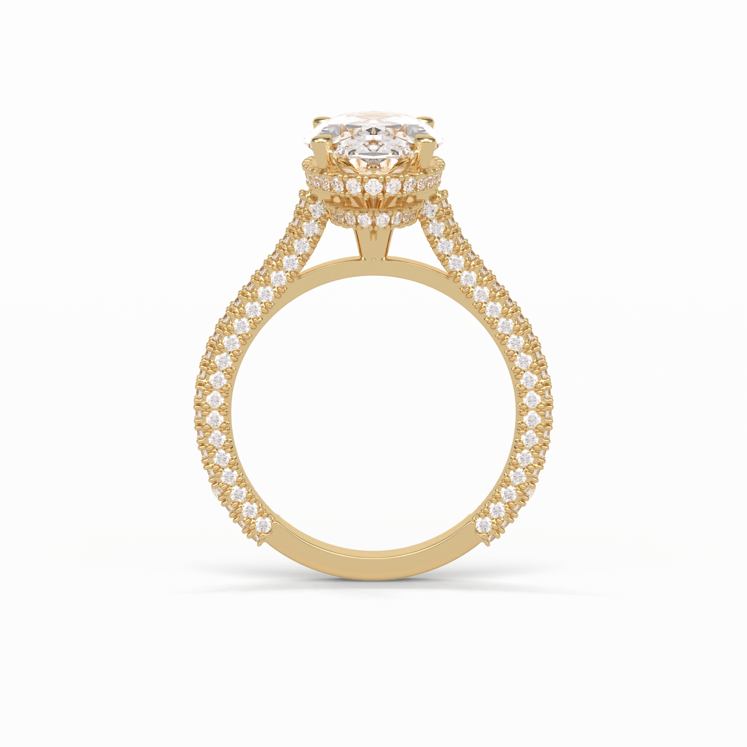 Oval Pave & Hidden Halo Lab Grown Diamond Engagement Ring