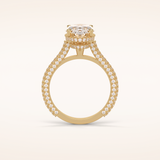 4 CT Oval Shaped Double Hidden Halo & Pave Moissanite Engagement Ring